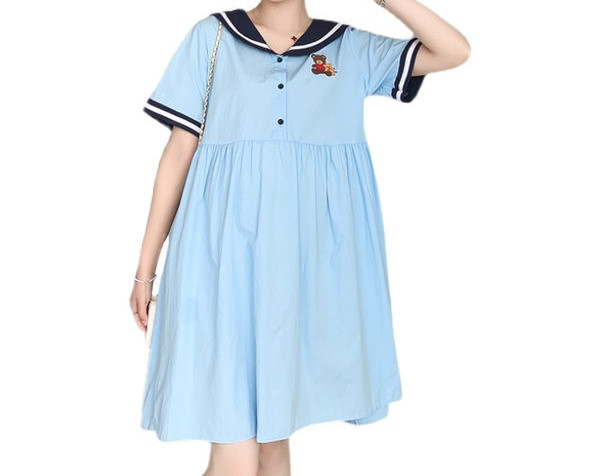 Moderns sieviešu kleitas īss modelis ar pogām grūtniecēm