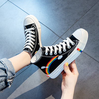 Visoki model tenisica za djevojčice od tkanine sa šarenim ukrasima