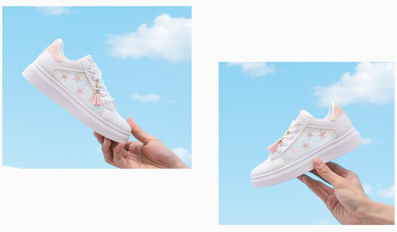 Novi model prozračnih dječjih tenisica od eko kože s mrežicom i resicama