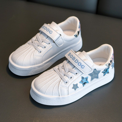 Bērnu kedas ar uzlīmi un saitēm baltā krāsā