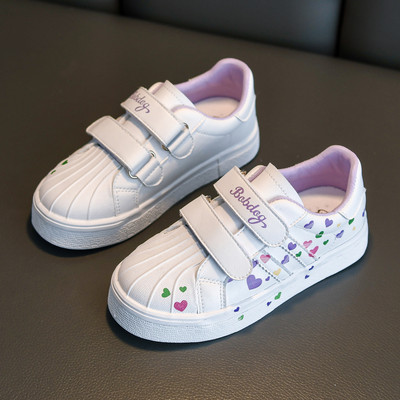 Bērnu kedas ar uzlīmi un saitēm baltā krāsā