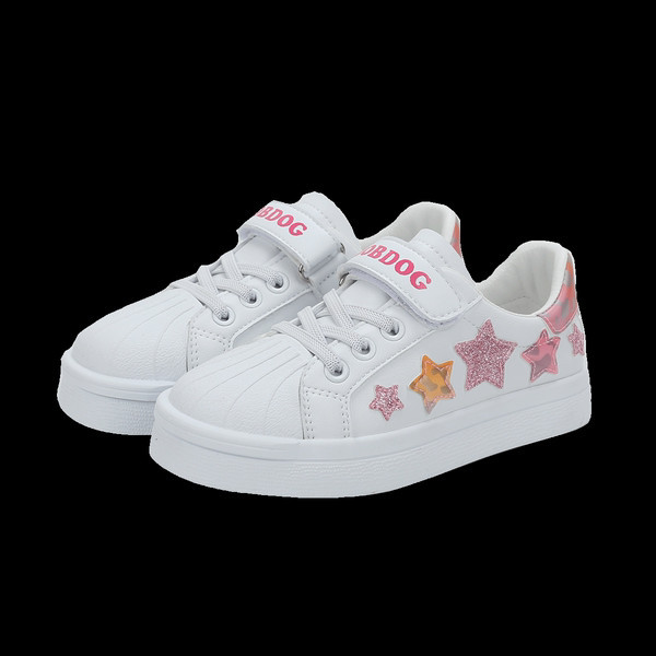 Bērnu kedas ar uzlīmi un saitēm baltā krāsā