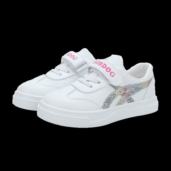 Dječje tenisice sa sjajnim efektom i natpisom u bijeloj boji