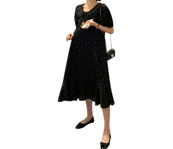 Sieviešu aktuālās kleitas garais modelis grūtniecēm