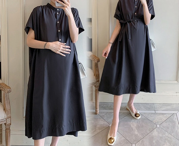 Sieviešu kleita ar pogām un īsām piedurknēm grūtniecēm