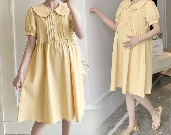 Moderna ženska kratka haljina s kratkim rukavima za trudnice