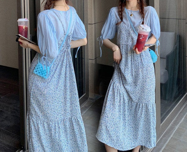 Moderan ženski komplet za trudnice od duge haljine i bluze