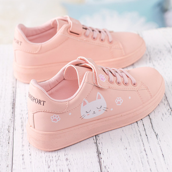 Dječje tenisice za djevojčice u rozo bijeloj boji sa vezicama i naljepnicom