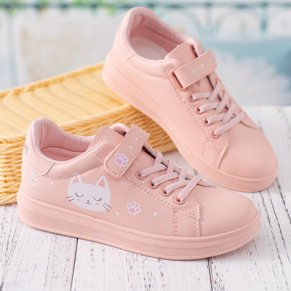 Dječje tenisice za djevojčice u rozo bijeloj boji sa vezicama i naljepnicom