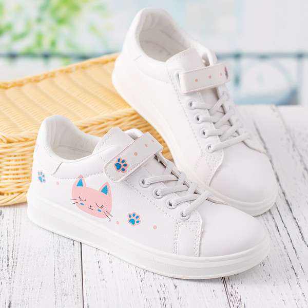 Dječje tenisice za djevojčice u rozo bijeloj boji sa vezicama i naljepnicom