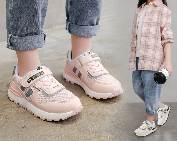 Bērnu kedas ar velcro un sietu-meitenēm