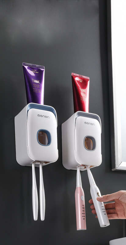 Dantų pastos dozatorius su dantų šepetėlio laikikliu