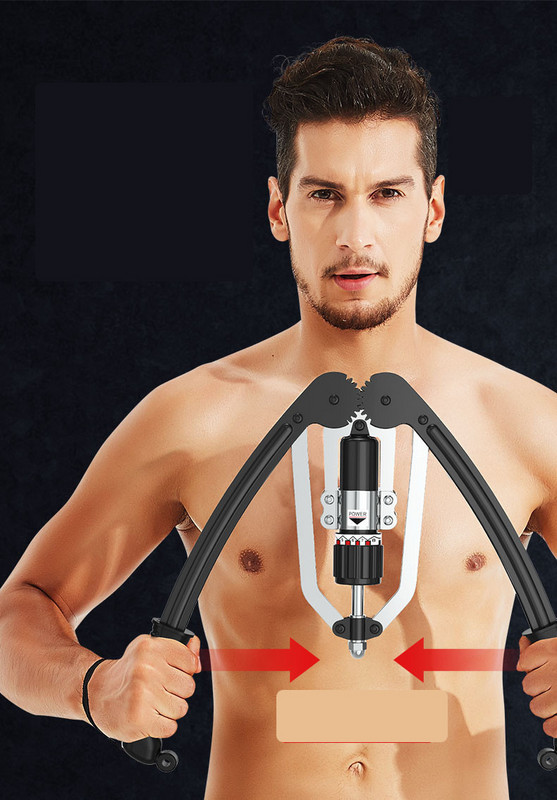 Device for training chest muscles and arms with hydraulic resistance