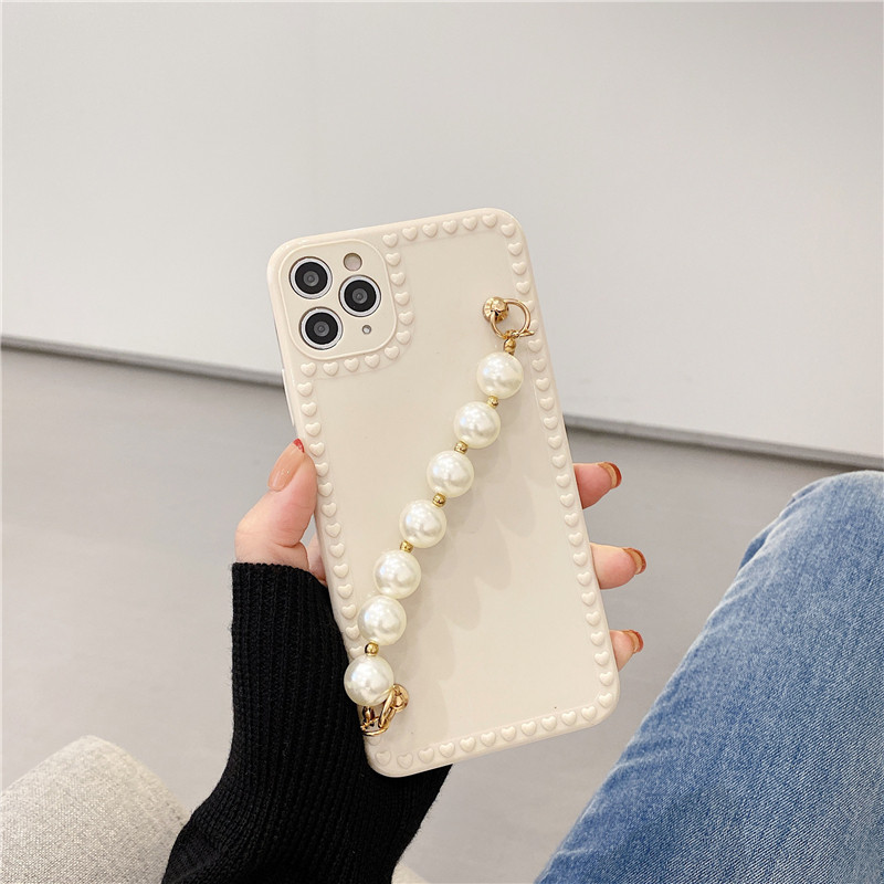 Silikonska maska za Iphone sa bisernom ručkom