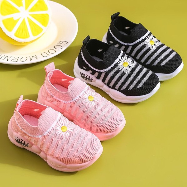 Vaikiški tinkliniai sportbačiai su gėlių siuvinėjimu mergaitėms