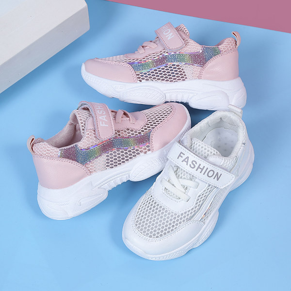 Dječje ležerne tenisice s vezicama i naljepnicama u bijeloj i ružičastoj boji