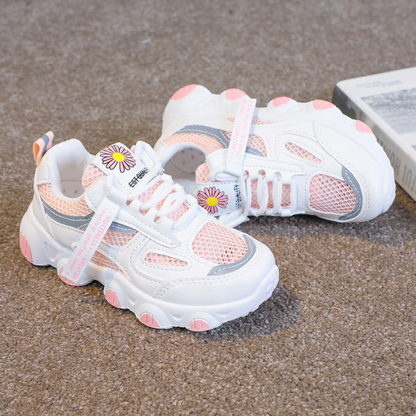 Bērnu elpojošas kedas ar ziedu izšuvumu meitenēm