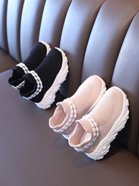 Vienkāršs bērnu kedu modelis meitenēm rozā un melnā krāsā