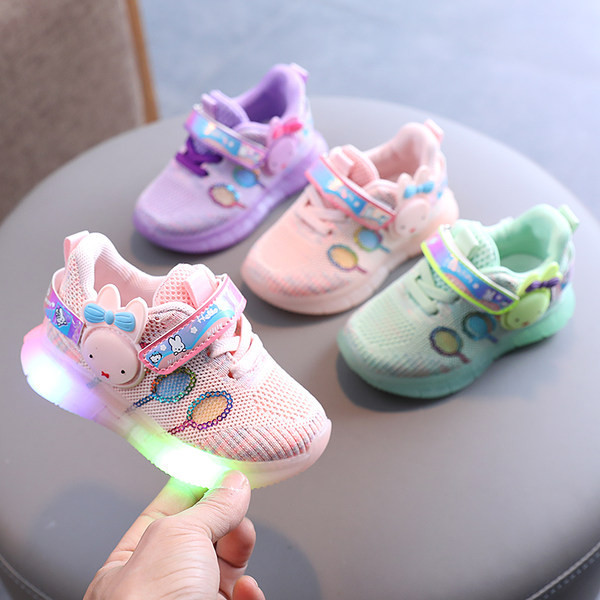 Ležerne dječje prozračne tenisice s čičkom i svjetlećim potplatom