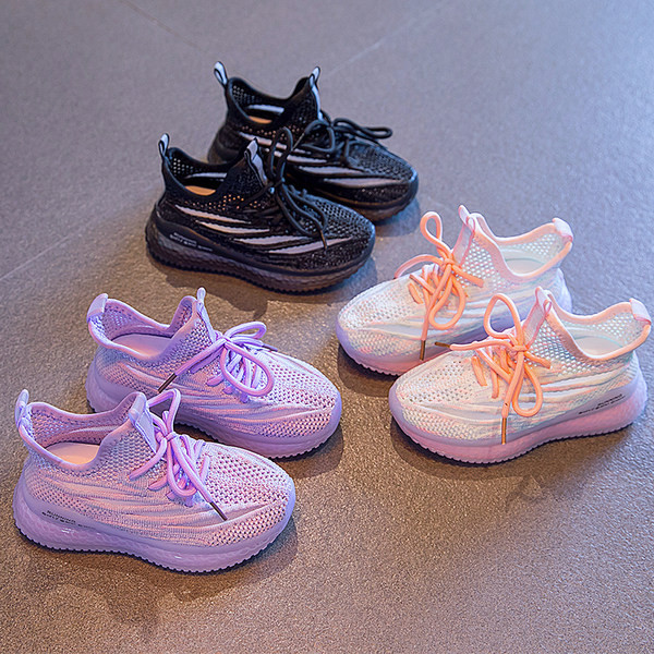 Dječje tekstilne tenisice s vezicama u ljubičastoj, crnoj i ružičastoj boji