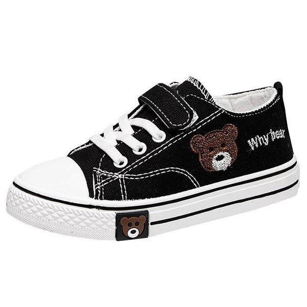 Dječje platnene tenisice s naljepnicama i vezom medvjedića