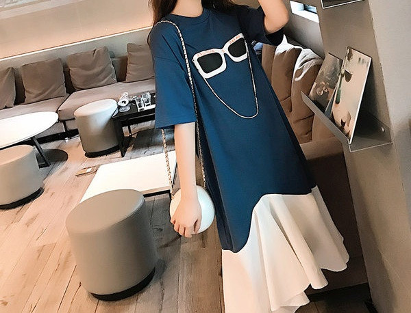 Ženska ležerna duga haljina sa aplikacijom za trudnice