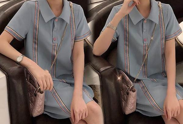 Ženska moderna haljina ravnog kroja s gumbima za trudnice