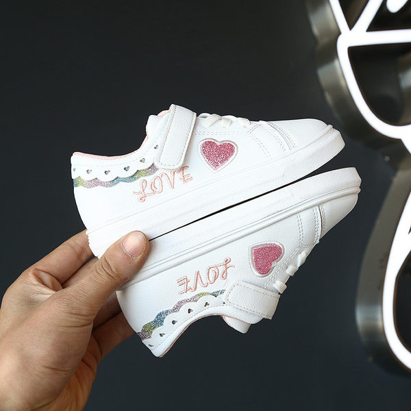 Moderne kožne tenisice za djevojčice s vezom i brokatom