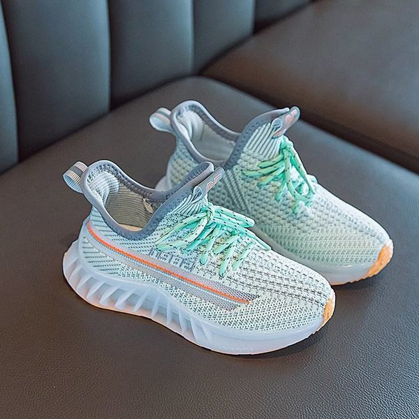 Tekstilne dječje cipele s vezicama u roza i zelenoj boji