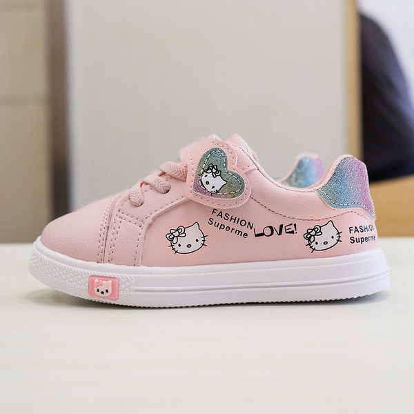 Djevojačke kožne tenisice s aplikacijom i brokatom