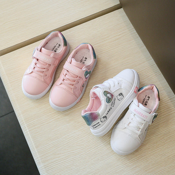 Djevojačke kožne tenisice s aplikacijom i brokatom