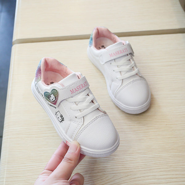 Djevojačke kožne tenisice s aplikacijom i brokatom