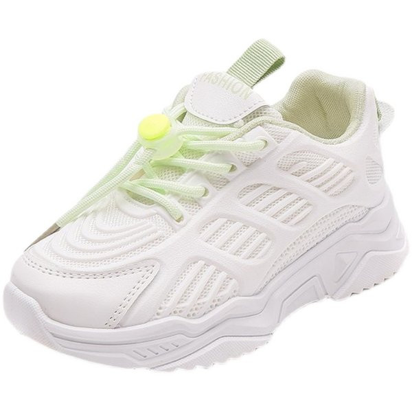 Prozračne dječje bijele tenisice s vezicama u boji