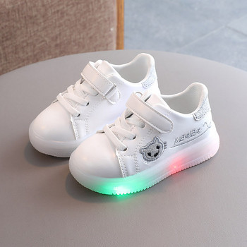 Νέο μοντέλο παιδικά αθλητικά παπούτσια  από οικολογικό δέρμα για κορίτσια με φωτεινή σόλα