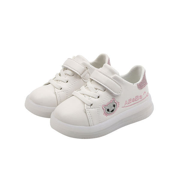 Jauns bērnu kedu modelis no eko ādas meitenēm ar mirdzošu zoli