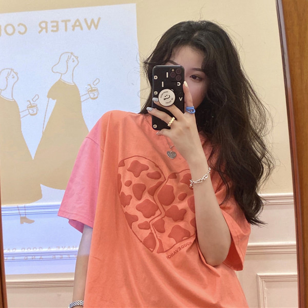 Široka pamučna majica s aplikacijom srca