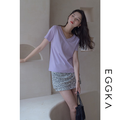 Casual γυναικείο μπλουζάκι με οβάλ ή λαιμόκοψη σε διάφορα χρώματα