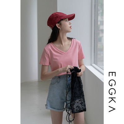 Casual γυναικείο μπλουζάκι με οβάλ ή λαιμόκοψη σε διάφορα χρώματα