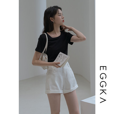 Casual γυναικείο μπλουζάκι με οβάλ ή λαιμόκοψη σε διάφορα χρώματα