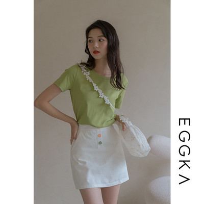 Casual γυναικείο μπλουζάκι με οβάλ ή λαιμόκοψη σε διάφορα χρώματα