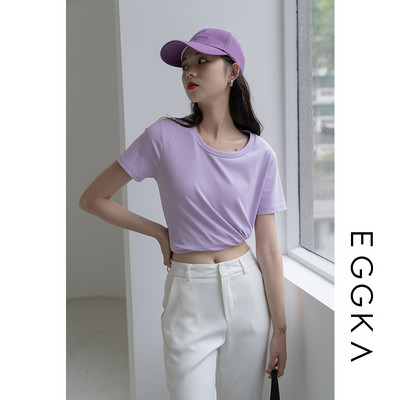 Casual γυναικείο μπλουζάκι με οβάλ ή λαιμόκοψη σε διάφορα χρώματα