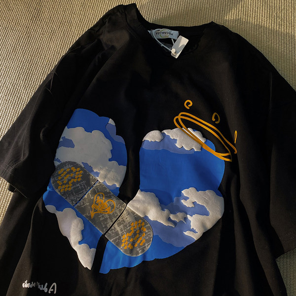 Ljetna majica s aplikacijom u boji - široki model