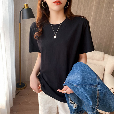 Καθημερινό γυναικείο μπλουζάκι με οβάλ λαιμόκοψη και κοντά μανίκια