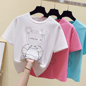 Ženska majica s ukrasom medvjedića i kratkim rukavima