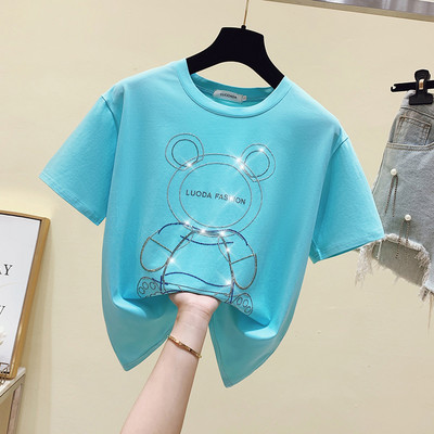 Ženska majica s ukrasom medvjedića i kratkim rukavima
