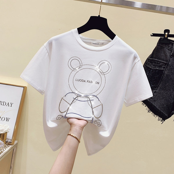 Ženska majica s ukrasom medvjedića i kratkim rukavima