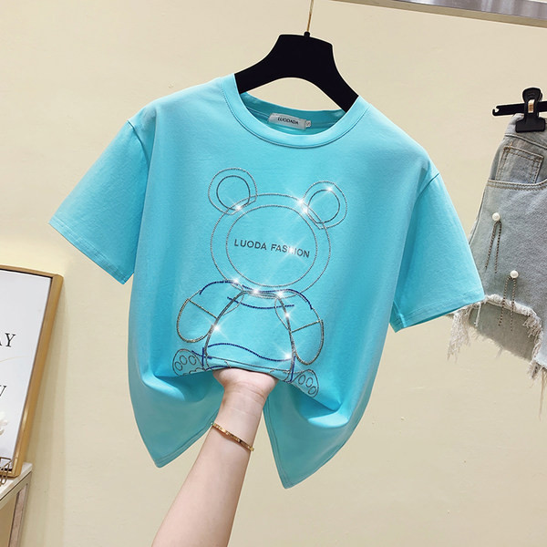 Ženska majica s ukrasom medvjedića i kratkim rukavima