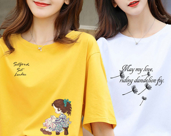 Casual γυναικείο μπλουζάκι με διαφορετικές εφαρμογές - σε διάφορα χρώματα