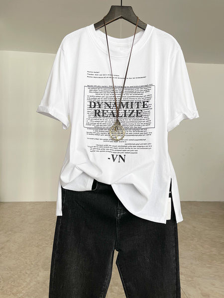 Ležerna ženska majica s aplikacijom i kratkim rukavima