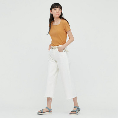 Ženska ležerna majica s kratkim rukavima i četvrtastim izrezom